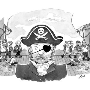Gesigneerde afdruk van mijn New Yorker-cartoon "Pirate eye patch blind spot"