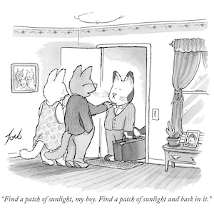 Impresión firmada de mi caricatura del New Yorker "Find A Patch of Sunlight, My Boy"