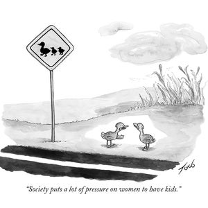 Signierter Kunstdruck meiner New Yorker Karikatur "Society Puts A Lot OfDruck On Women"