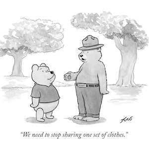 Impresión firmada de mi caricatura del New Yorker "Tenemos que dejar de compartir un solo conjunto de ropa"