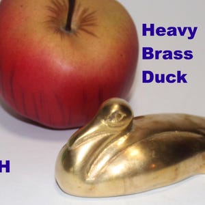Brass Duck Mallard Bird Figurine Vintage Small Collectible 4&quot;L Paperweight Home Decor Father&#39;s Day Xmas Gift Modern Swimming Waterfowl