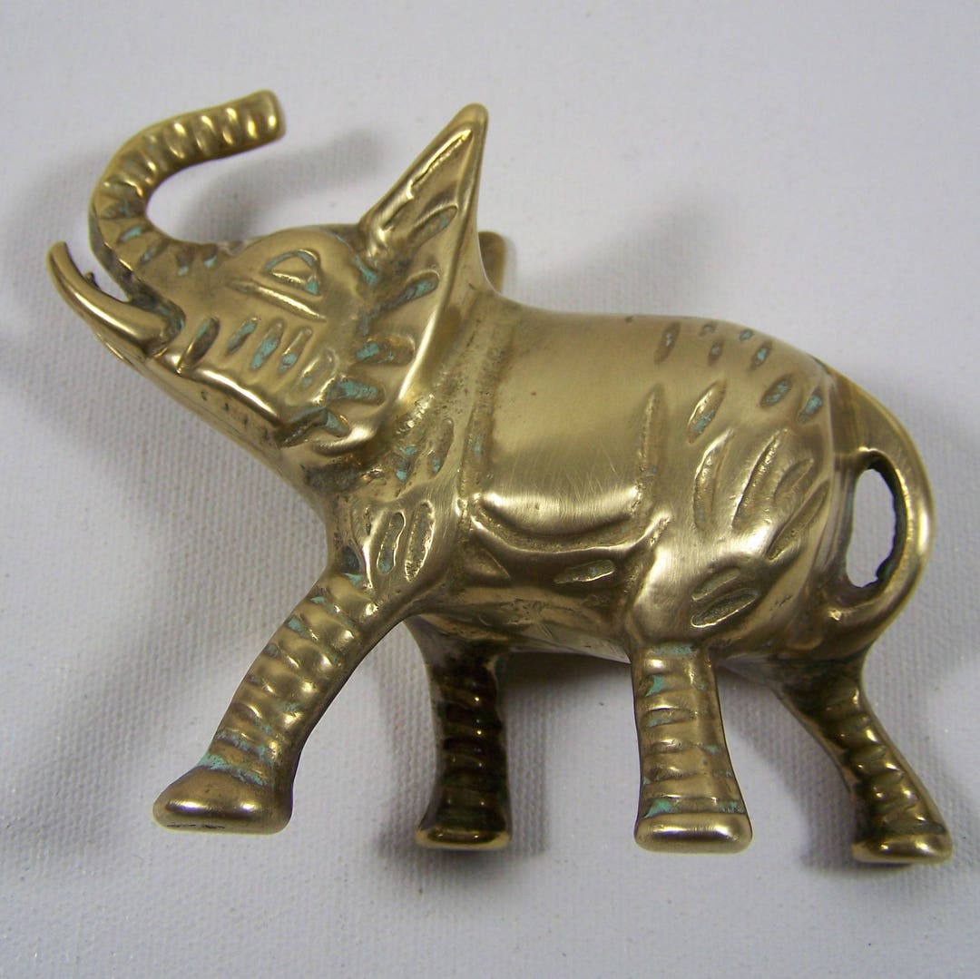 Brass Elephant Good Luck Trunk up Feng Shui Solid Heavy Etsy