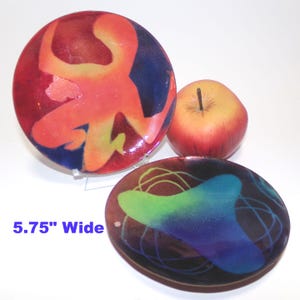 Enamel on Copper Dish/Plate MCM Arty Collectible 1950s Vintage5.75&quot; Wide Set of 2