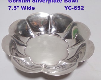 Vintage Gorham Silverplate Bowl: Decorative Petal Design, 7.5"