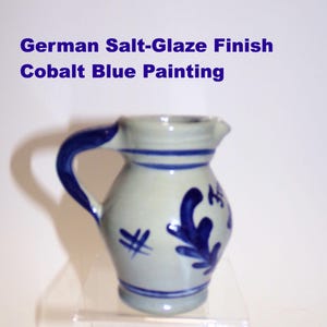 German Salt-Glazed Mini Pitcher: Cobalt Blue Bembelogie Souvenir