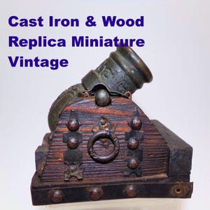 Vintage Cast Iron Mortar Cannon: Spanish Artillery, Wood Base