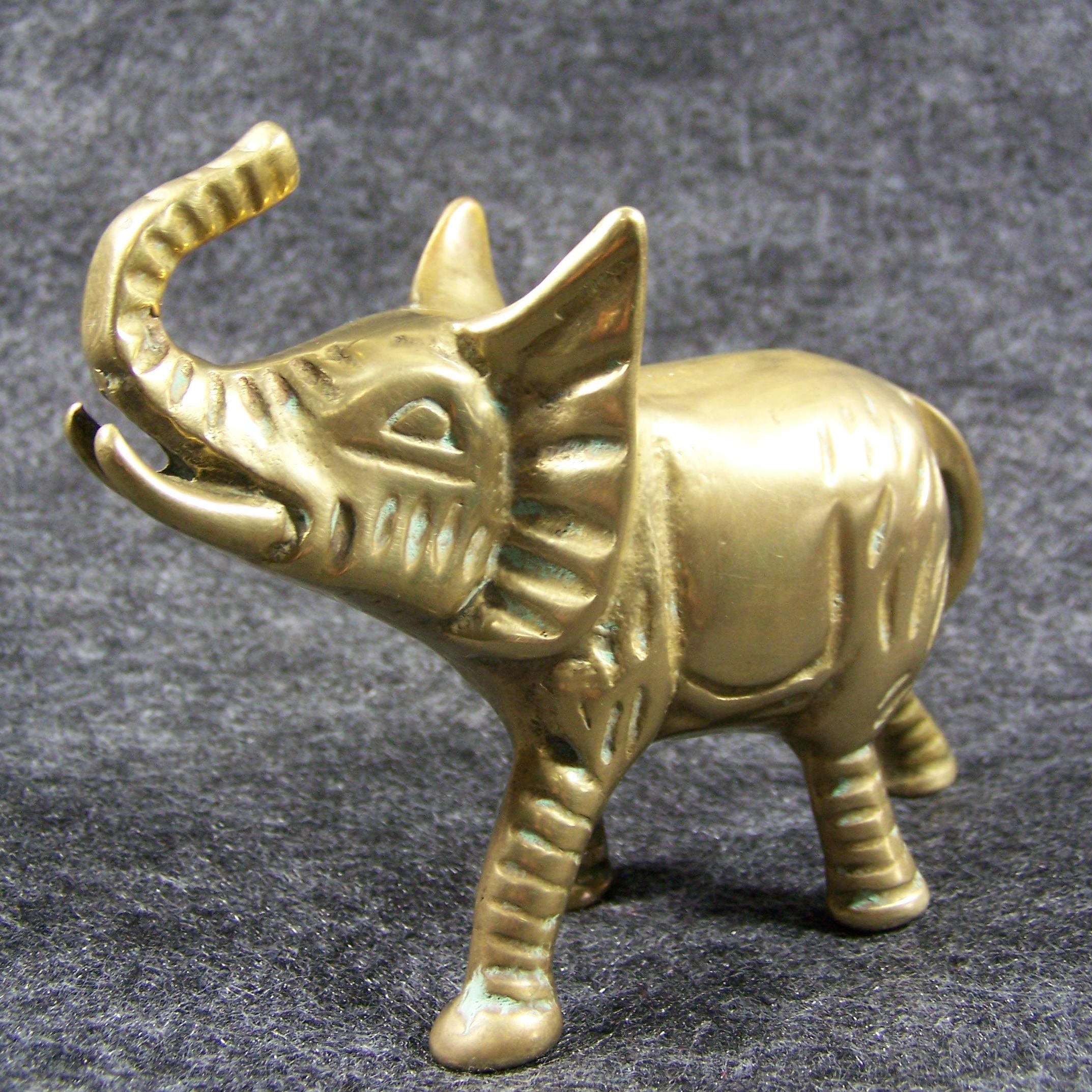 Brass Elephant Good Luck Trunk up Feng Shui Solid Heavy Etsy