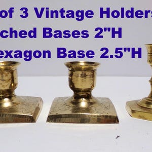 Vintage Brass Candleholder Set: Etched Floral Design, Pair & Single