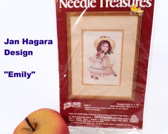Jan Hagara "Emily" Needle Treasures Stitchery Kit, 8x10 Framed