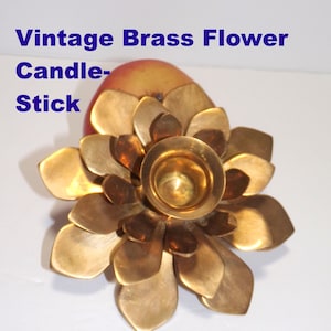 Vintage Brass Lotus Flower Candleholder: Collectible Made in India