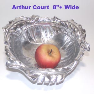 Aluminum Arthur Court Aluminum Decorative Serving Bowl or Dish Vintage 1999 Raised Leaf Pattern 12&quot;Wide