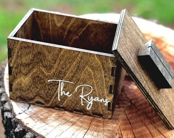 Laser Engraved Recipe Card Box – Custom Wedding Guest Book