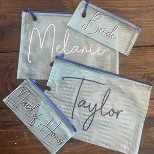 Set of Two (2) Personalized Water-Resistant Zippered Pouches | Daycare/Swim Suit/Bachelorette Favor/Keys/Money/Coupons/Pool/Travel/Organizer