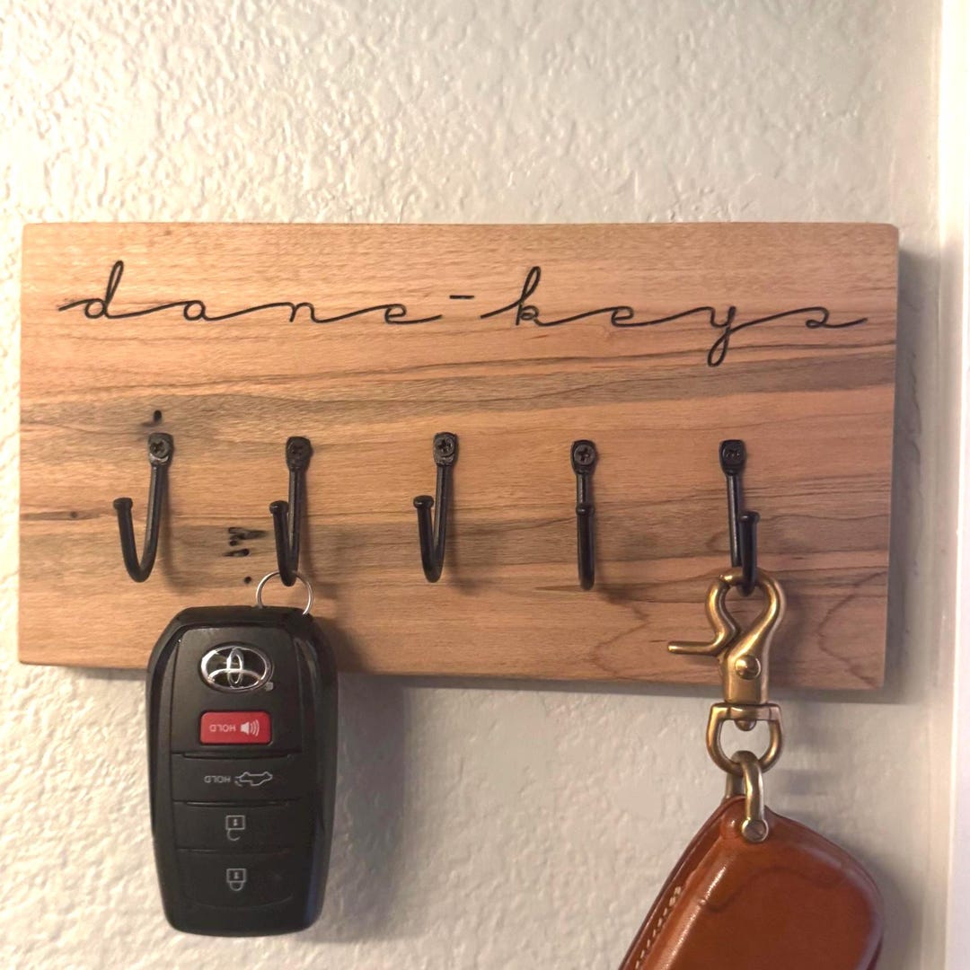 Electrix Handmade Key Custom Laser Engraved Key Hook Hanger | Handmade Hardwood - Etsy