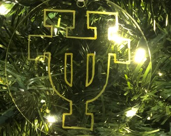 Collegiate Acrylic Christmas Ornament - Hand-Painted - Customization Available
