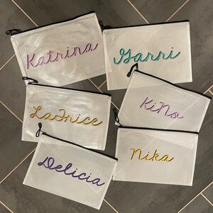 Large Personalized Water-Resistant Zippered Pouch, Daycare, Bathing Suit Bag, Bachelorette Favor, Beach/Lake/Pool Organizer Bag image 2