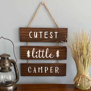 Cutest Little Camper Sign with Rope