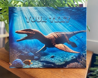 Personalized Plesiosaur Dinosaur Canvas Sign: Kids Birthday Party Decor