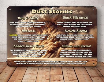 Educational Dust Storm Sign, Extreme Weather Decor, Science or Homeschool Decor