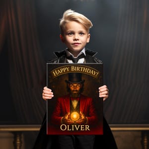 Personalized Magician Birthday Canvas Sign, Magic Party Entrance Decor, 2 sizes Available
