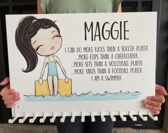 Personalized Swimmer Sign with Award Hanger, Swim Team Gift, Swimming Achievement Meals