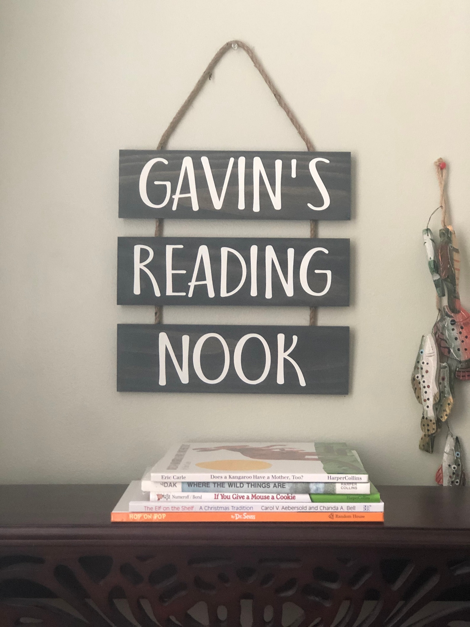 PERSONALIZED Reading Nook Sign with Rope | Etsy