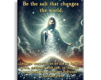 Jesus Sprinkling Salt of the Earth Canvas - Christian Wall Art