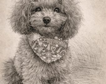 Personalized Pet Portrait Sketch Style on Linen Cardstock | Pet Memorial Gift