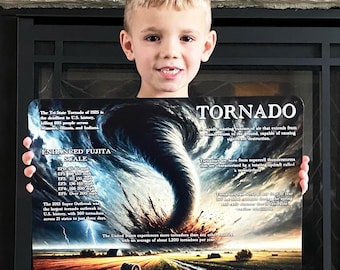 Educational Tornado Facts Aluminum Sign: Extreme Weather Decor