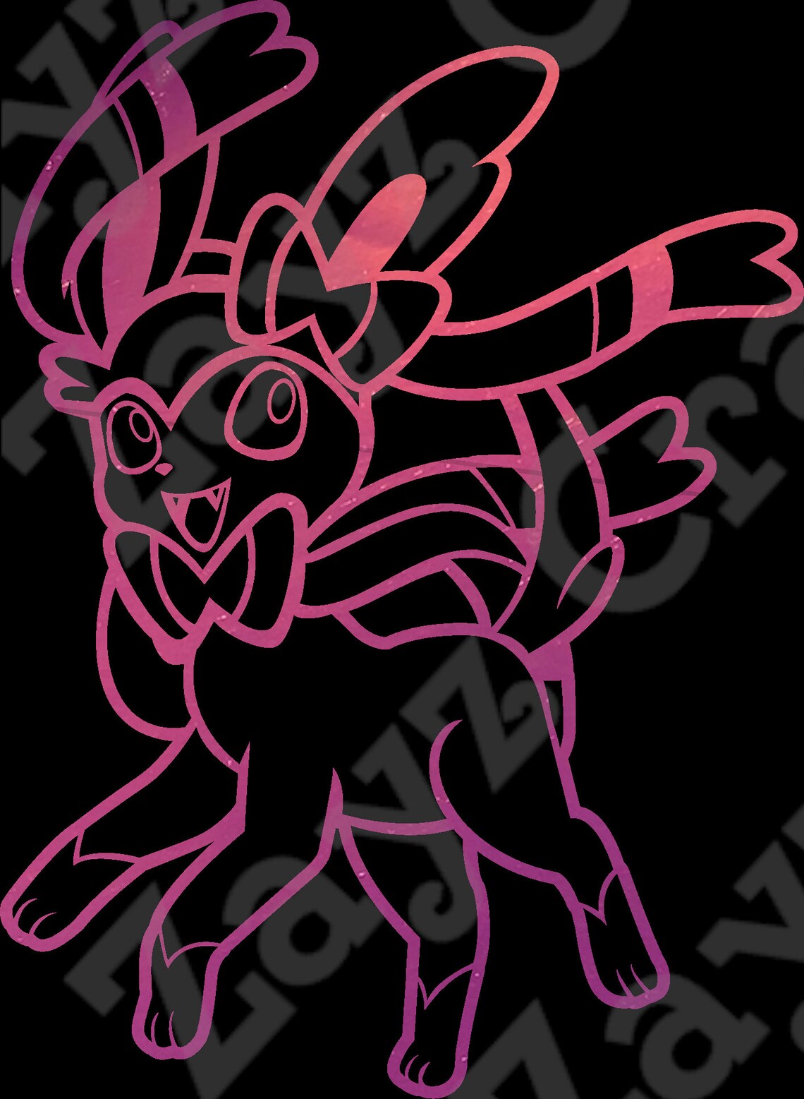 Sylveon Holo/Black/White Vinyl Decal Sticker2 | Etsy