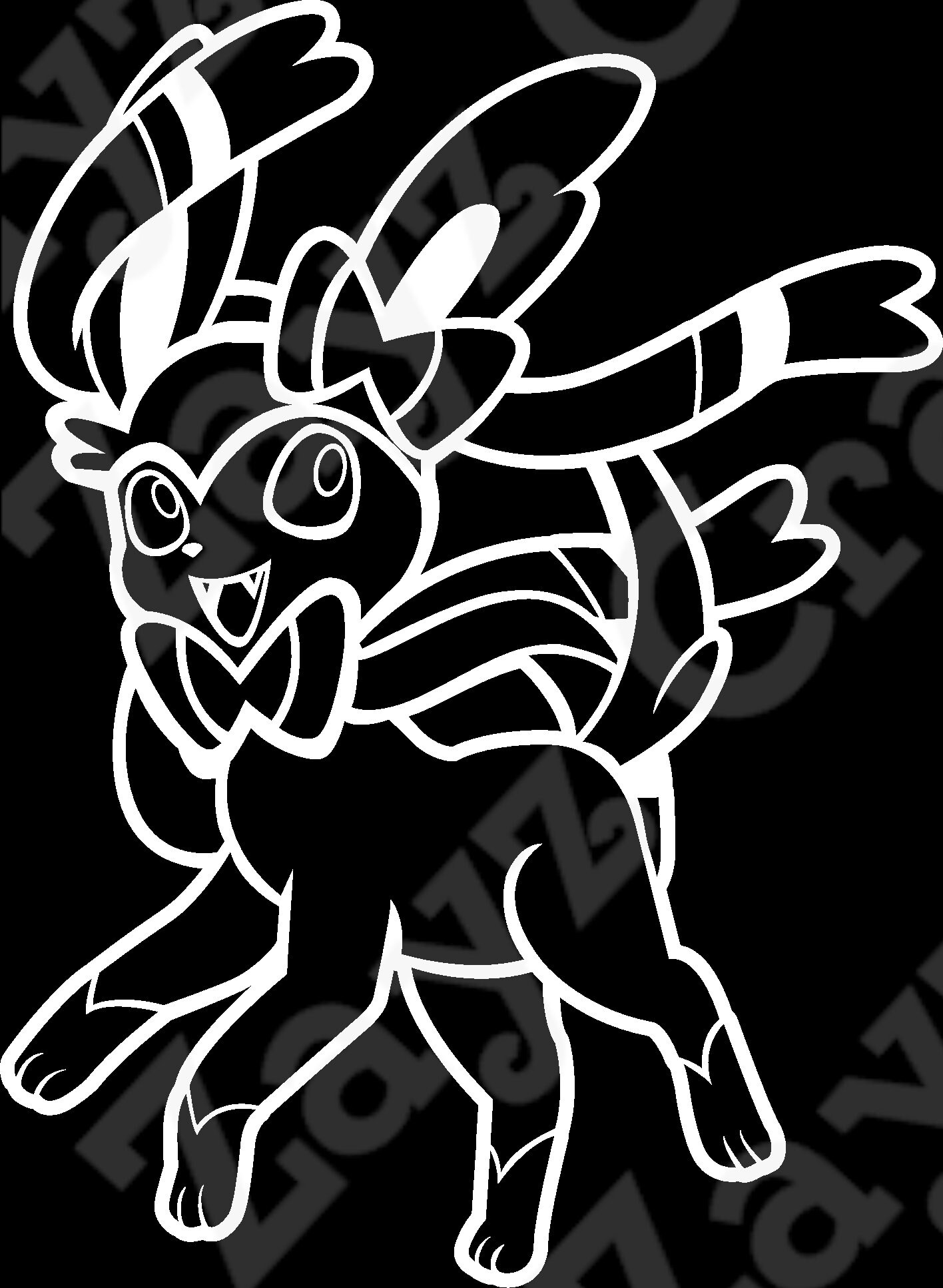 Sylveon Holo/Black/White Vinyl Decal Sticker2 | Etsy