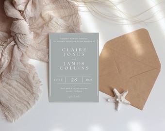 Wedding Invitation | Custom Invites | Simple Modern Wedding | Printed Invitation Set