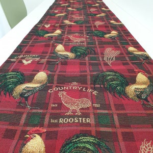 Decorative table runner  for Easter in high quality jacquard fabric with farmhouse rooster print 70&quot;x18&quot; 180cmx45cm