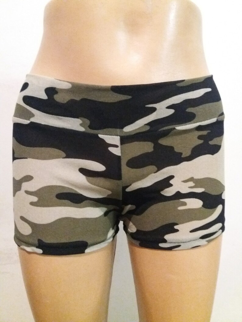 Transparent elastic mesh shorts/ Camouflage short shorts/ Men shorts/ Women shorts/ Army green shorts/ Military print 