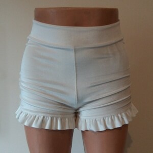 Milky white velvet ruffle shorts/ Velvet ruffle shorts/ Ruffle shorts/ Summer shorts / Sexy shorts/ Festival shorts/ Booty shorts