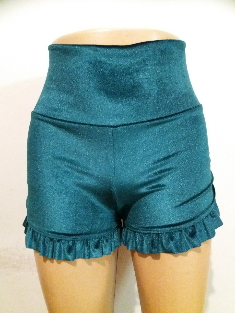 Green Velvet Ruffle Shorts/ Ruffle Shorts/ Womens Shorts/ | Etsy