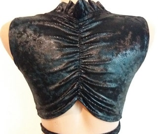 Velvet top/  velvet bra / Velvet top  binds to the side/ Festival top/ Ruffle top/ Ruffle bra