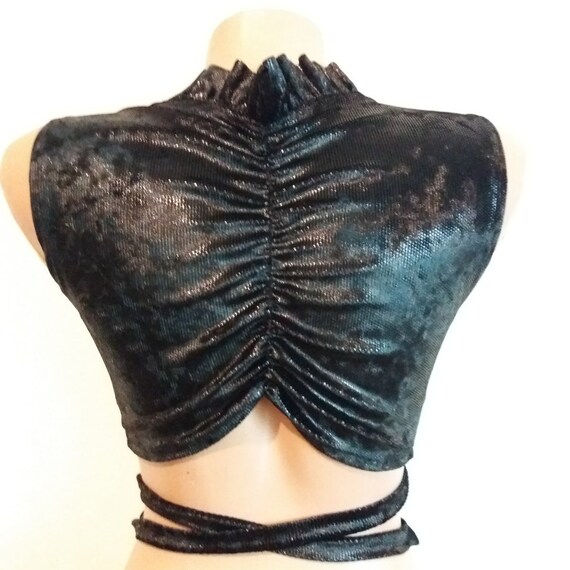 Velvet top/  velvet bra / Velvet top  binds to the side/ Festival top/ Ruffle top/ Ruffle bra