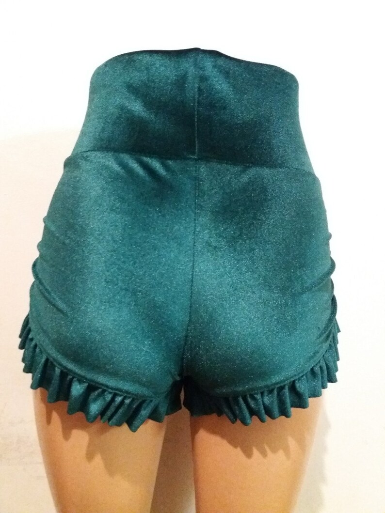 Green Velvet Ruffle Shorts/ Ruffle Shorts/ Womens Shorts/ - Etsy