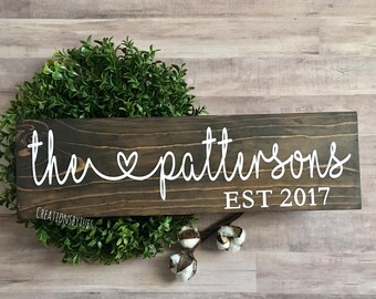 Name Sign, Family Name Sign, Last Name Sign, Wood Sign, Wedding Gift, Bridal Shower Gift, Establish sign