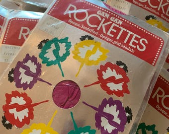 cancan rockettes (average) plain knit sandal foot 80s coulourful multicolour opaque tights nylon panty hose. made in canada