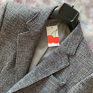 tradition (42*/large*) harris tweed wool tweed multicolor thread suit jacket lounge sport blazer hunting coat. Icy grey. Made in Canada