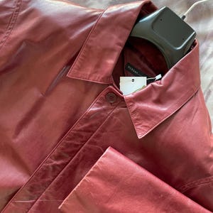 rudsak collection (large) 90s mens genuine leather light soft jacket coat overcoat blazer formal minimalist. Burgundy red. Made in canada