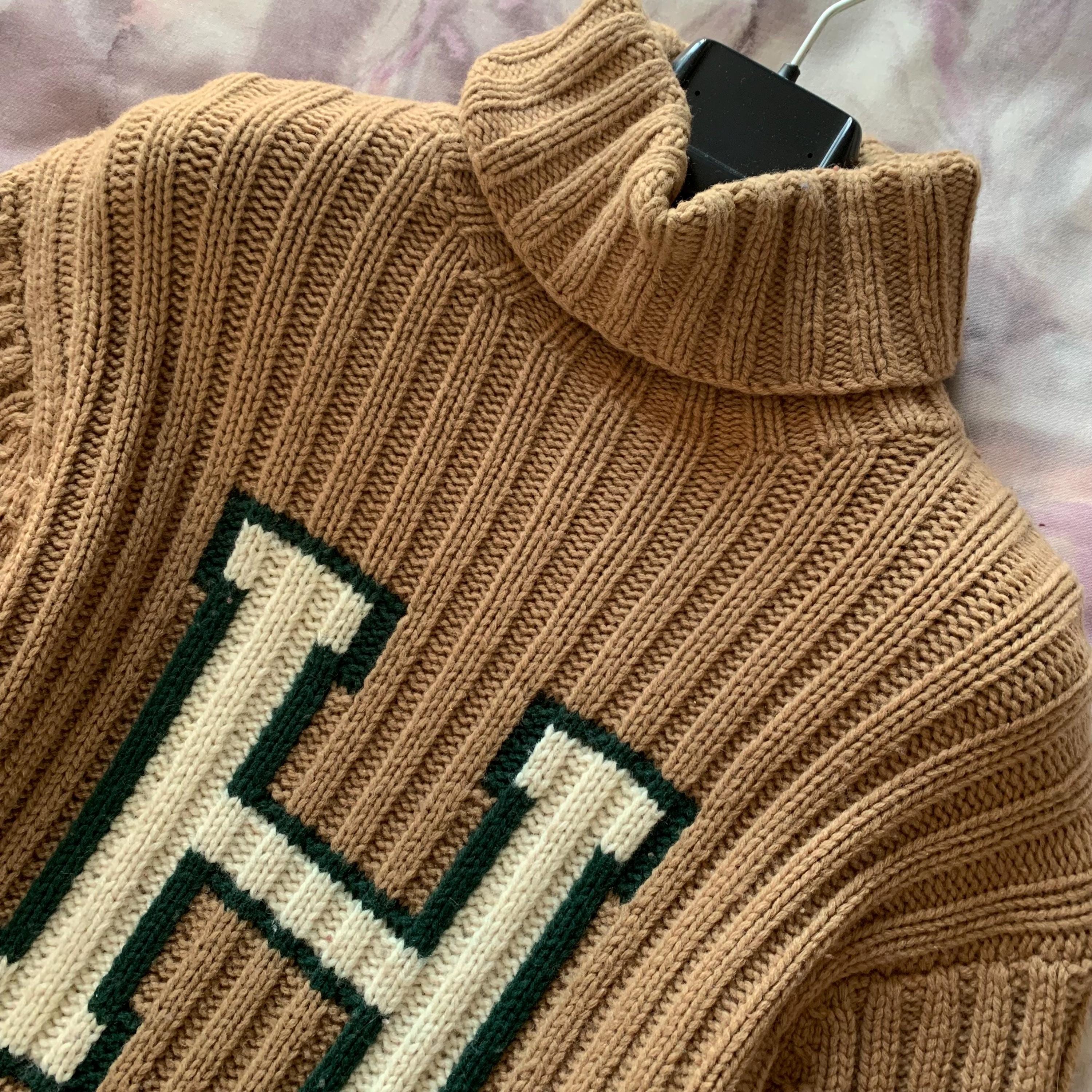 Tommy Hilfiger (large) 90s Mens Womens Lambswool H Logo Oversized 