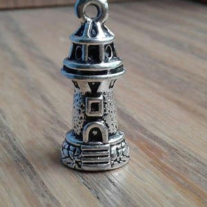 Bulk 4 Lighthouse Sea Ocean Side Silver Tone Charms     (B-3)