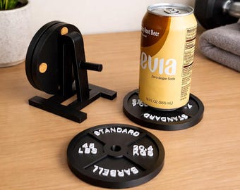 Juego de posavasos con soporte para barra / Posavasos antideslizantes para fitness, regalo de gimnasio para él, decoración para la cueva del hombre, regalo para levantadores de pesas, gimnasio en casa