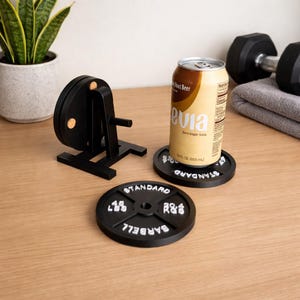 Weight Plate Coasters with Rack: Non-Slip Gym Decor, Fitness Gift