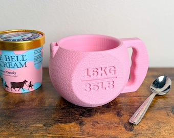 Soporte para pinta de helado con pesa rusa y ranura para cuchara, funda de inspiración fitness, regalo para gimnasio, textura suave