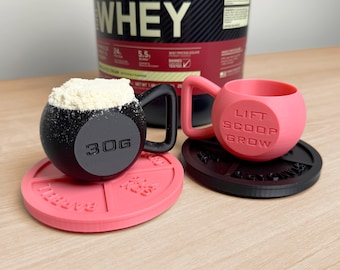 Kettlebell PROTEIN Scoop 30g: 3D Printed Gym Gift, Perfect for Fitness Lovers!