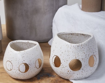 Golden Moon Planter - Speckled Ceramic Pot - 4.5” Planter for Houseplants